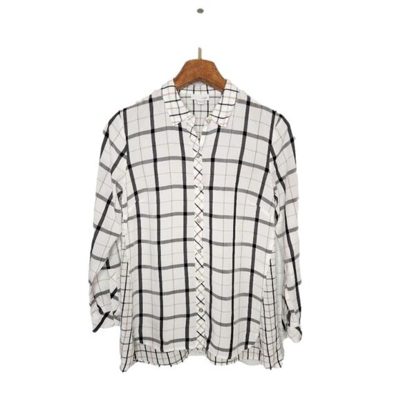 J. Jill Tops - J. Jill Black & White Plaid Longsleeve Button Down Small Petite